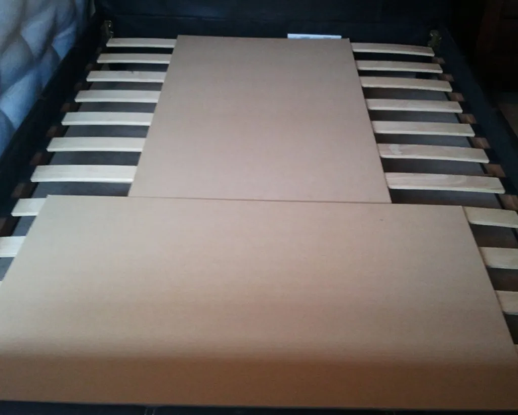 MDF sheets on Slatted base