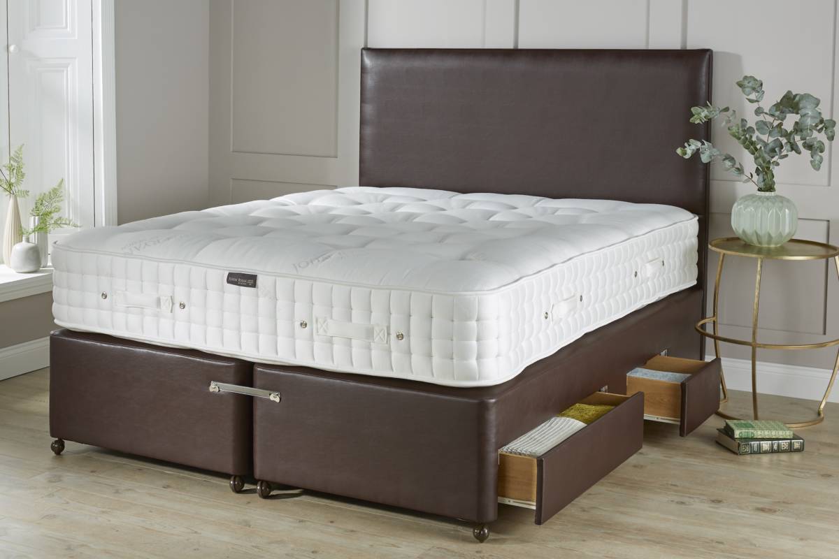 Brown Faux Leather Mattress Base With Drawers