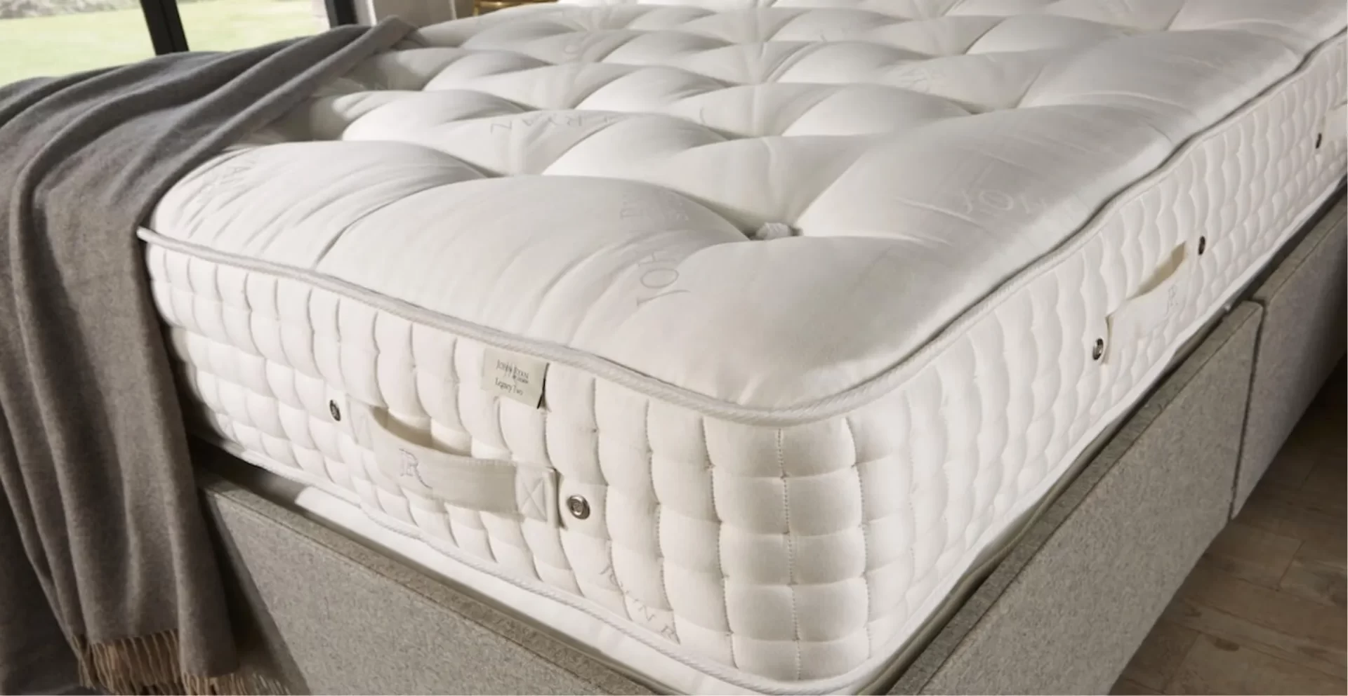 John Ryan By Design's Legacy model, a British made mattress and base in Grey