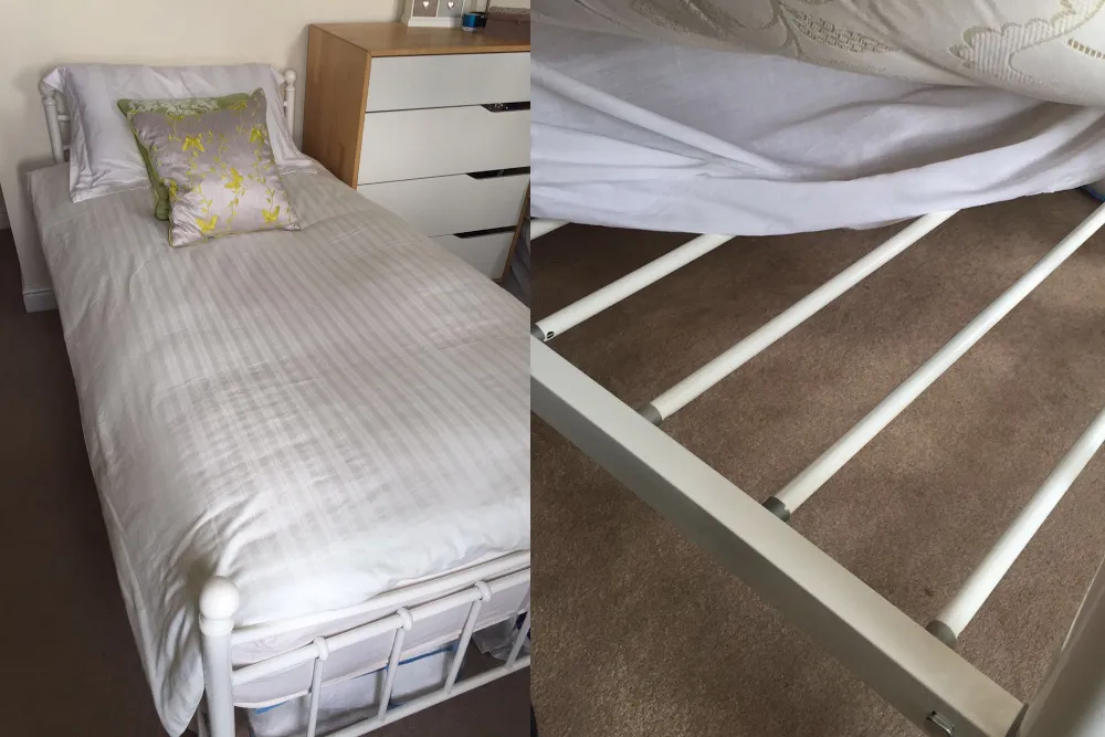 A cheap slatted bed frame