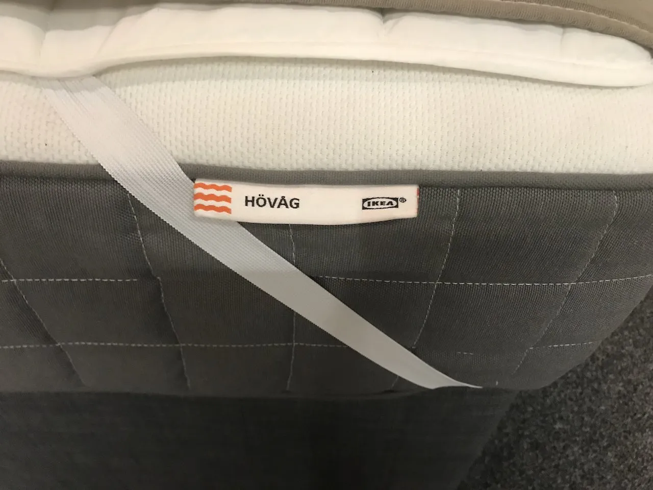 Side of a HOVAG Ikea Mattress