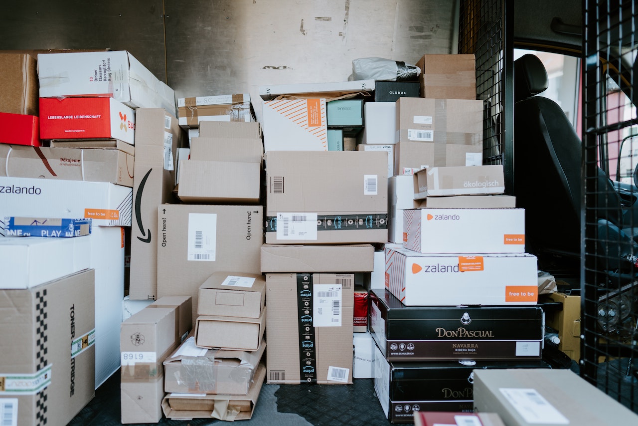 A delivery truck full of next day parcels