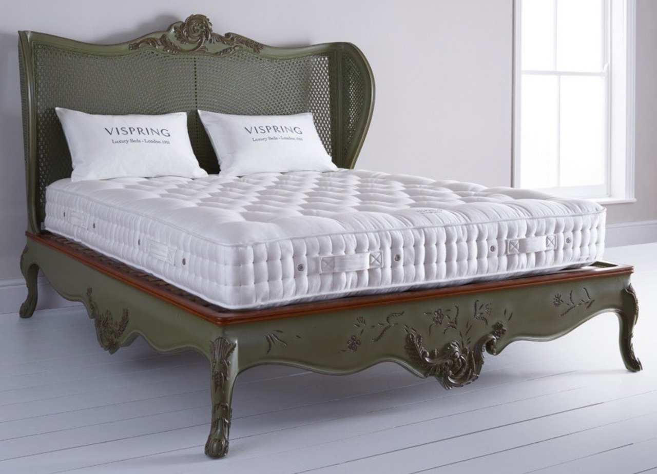 The Vispring traditional mattress on a bedstead