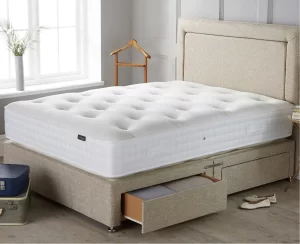 Origins Pocket 1500 mattress on Cocktail Straw Base with Forbes Headboard