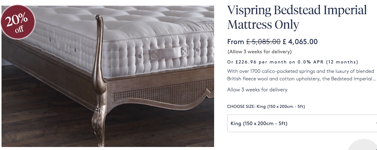 Vispring bedstead imperial