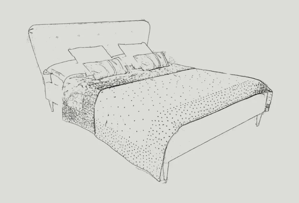 A Scandi-inspired bed frame drawing from John Ryan