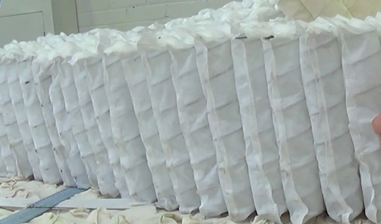 Synthetic spun bond pocket springs in white non woven pockets