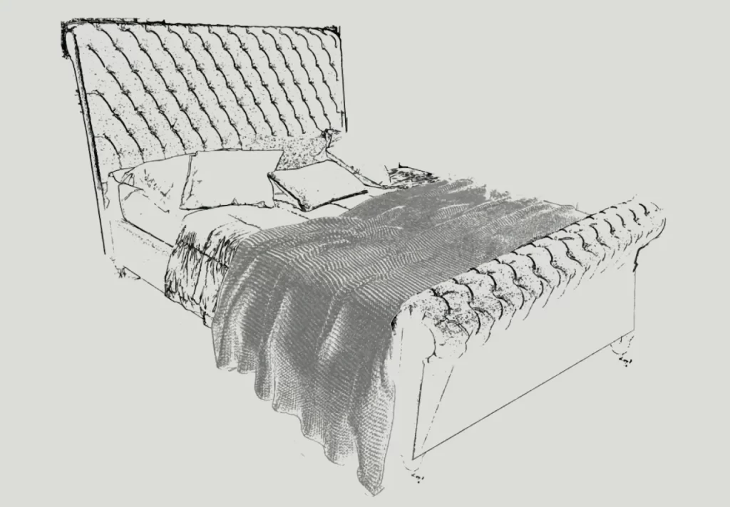 Chesterfield bed frame sketch