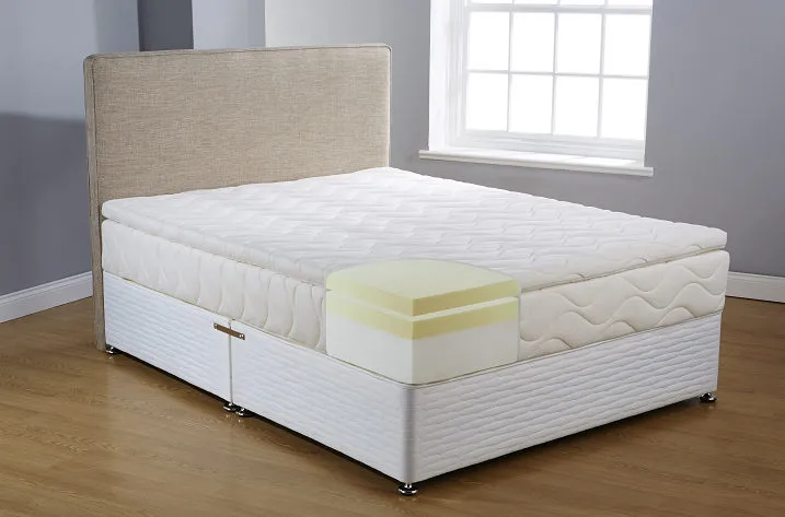 A one sided Tempur mattress on a bed base