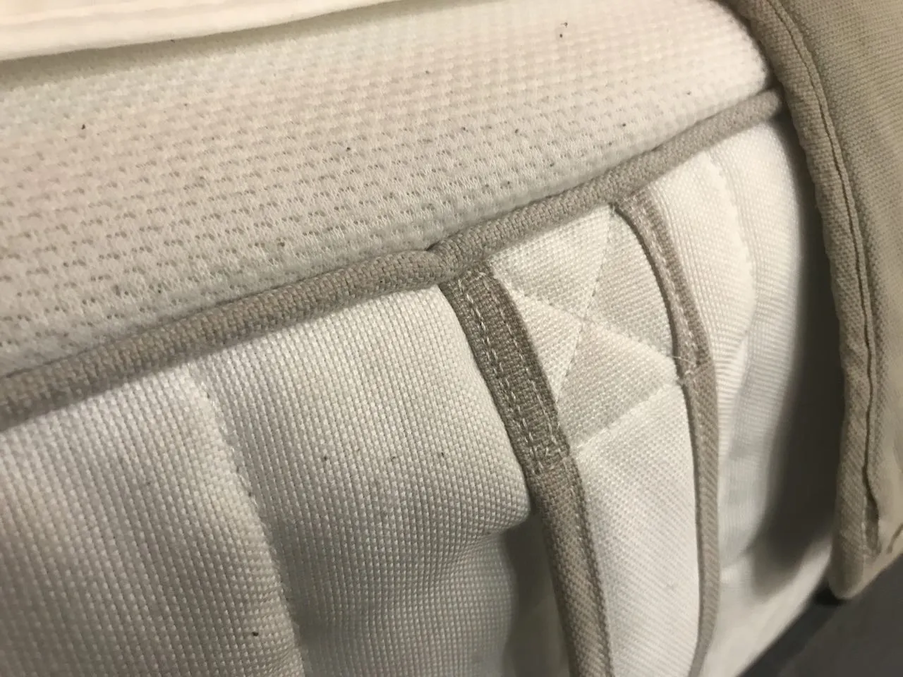 The handle of an ikea mattress up close