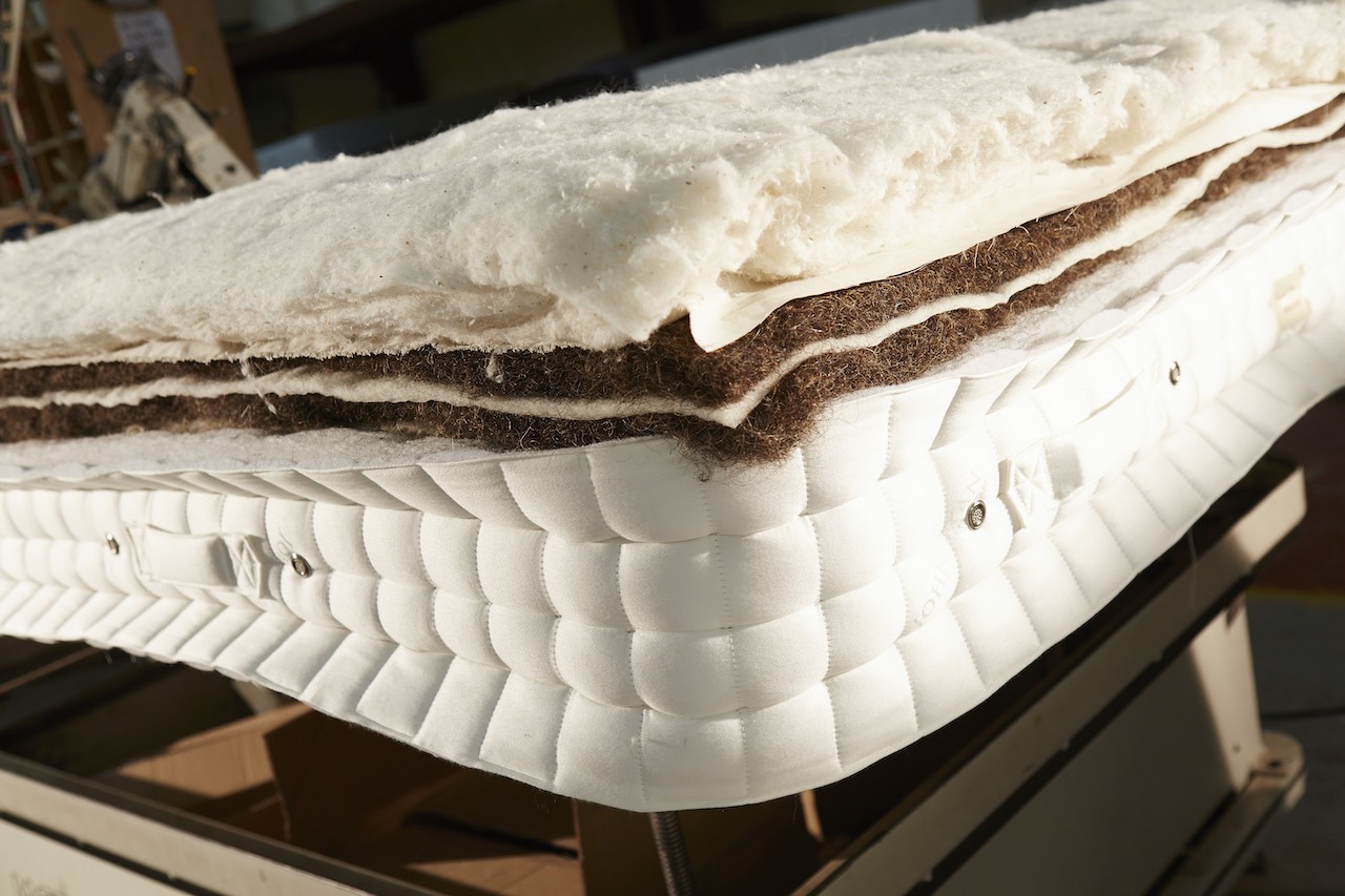 Layers of natural mattress fibres
