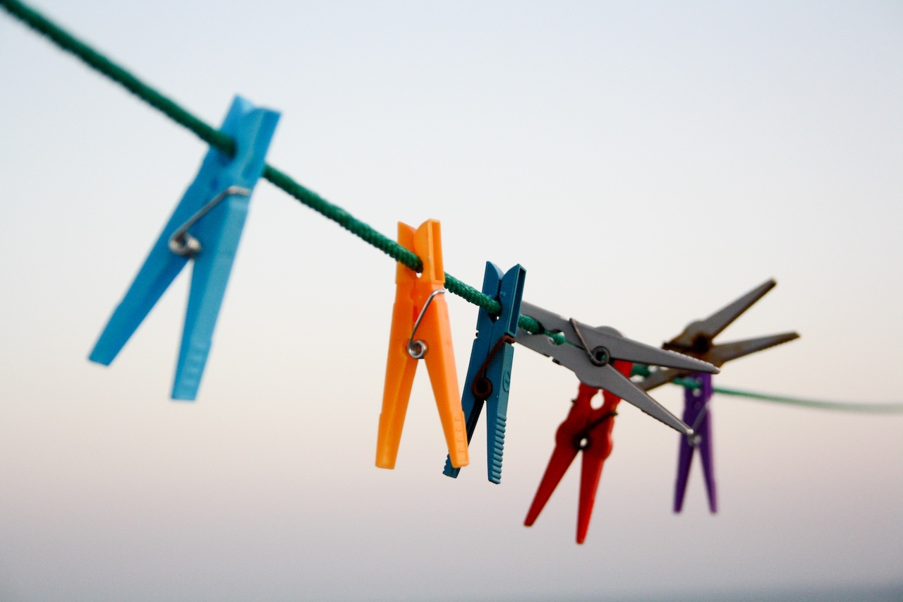 Clothes pegs on a line