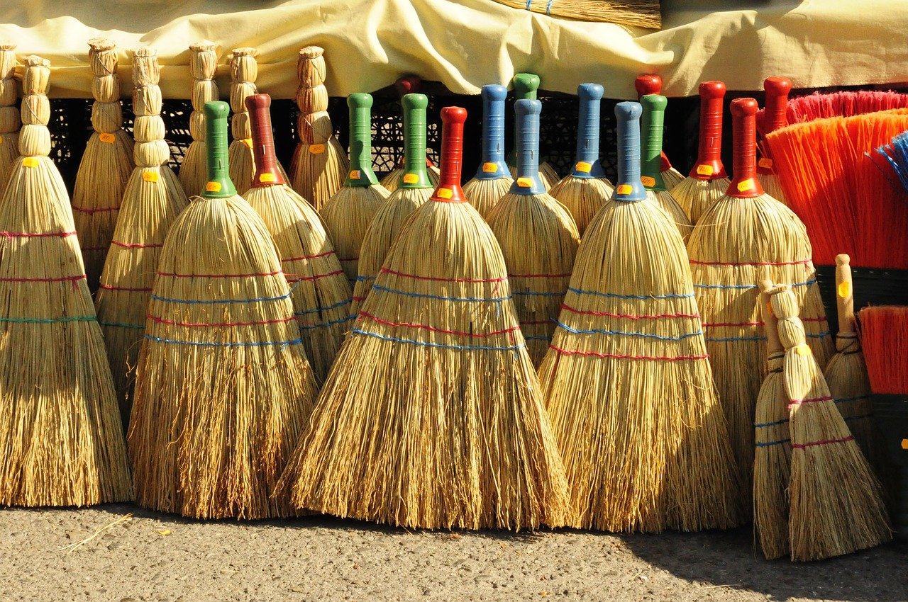 Tampico brooms all lined up